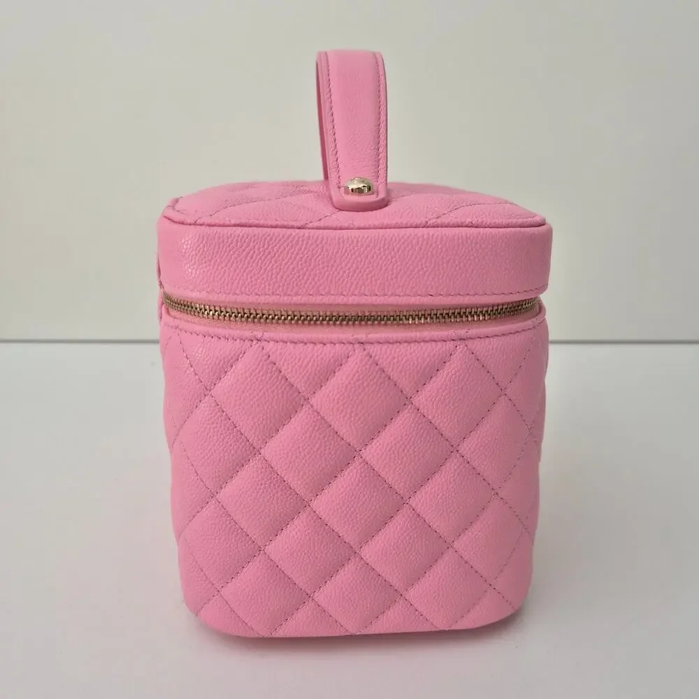 Chanel Caviar Quilted Large Vanity Bag with Mirror Pink NWT
